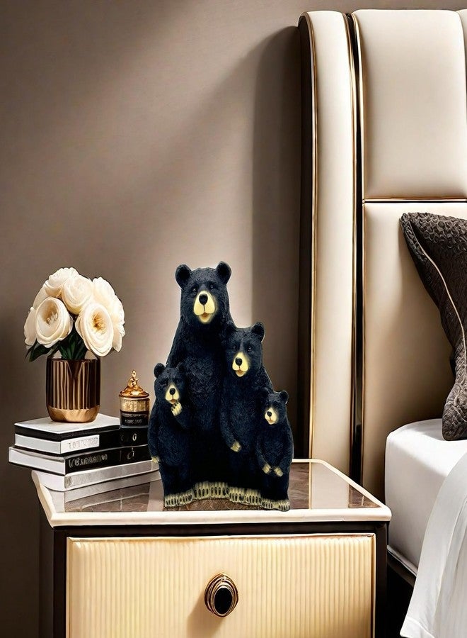 SHTWX Black Bear Family Resin Statue Sculpture Figurine Decorative for Home, Office, Living Room, Desktop Display - Image 4